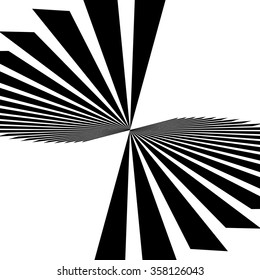 Radiating, converging lines. Abstract monochrome vector element. Irregular radial lines.