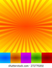 Radiating, converging lines, rays background. Known as star burst, sunburst background. Vector illustration.