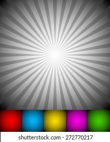 Radiating, converging lines, rays background. Known as star burst, sunburst background. Vector illustration.
