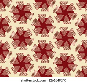 radiating hexagons graphic seamless pattern in brown ivory shades