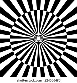 Radiating lines. checkered background