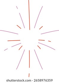 Radiating lines form a dynamic burst in a clean, modern style. Straight strokes create an energetic starburst effect. Cartoon vector illustration.