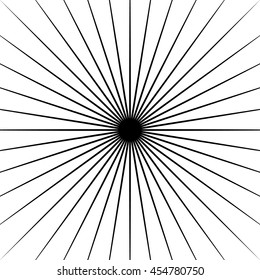 Radiating lines starburst pattern. Radial rays, beams. Abstract circular background with converging lines at center. Vector illustration.