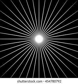 Radiating lines starburst pattern. Radial rays, beams. Abstract circular background with converging lines at center. Vector illustration.
