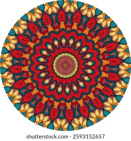 Radiating Mandala Art with Harmonious Layers and Symmetrical Balance