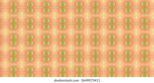 Radiating mandala-style green and yellow floral motifs over a soft peach gradient. This seamless background evokes calm, balance, and organic visual harmony.