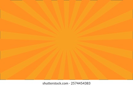 Radiating orange rays from a central point on a yellow background. Sunny design evokes warmth and positivity, ideal for promotional posters, summer-themed graphics, or cheerful wrapping paper.