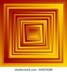 Radiating overlapping square shapes with random gradient fills. Colorful abstract geometric background.