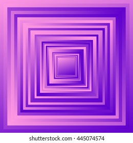 Radiating overlapping square shapes with random gradient fills. Colorful abstract geometric background.