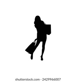 Radiating poise and sophistication, this shopping girl silhouette vector embodies the spirit of contemporary elegance.