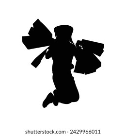 Radiating poise and sophistication, this shopping girl silhouette vector embodies the spirit of contemporary elegance.