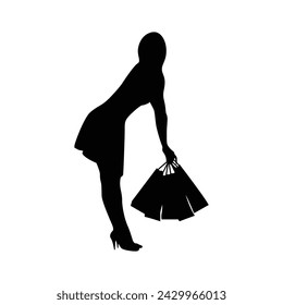 Radiating poise and sophistication, this shopping girl silhouette vector embodies the spirit of contemporary elegance.