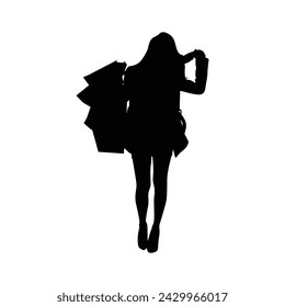 Radiating poise and sophistication, this shopping girl silhouette vector embodies the spirit of contemporary elegance.