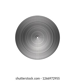 Radiating, radial circles monochrome pattern / background. Abstract minimal vector. Ripple effect.