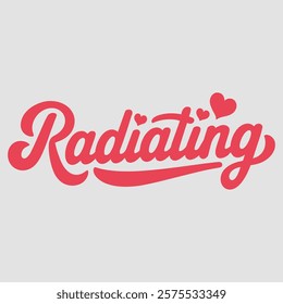 Radiating script text typography valentine vector  transparent background