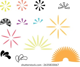 Conjunto de iconos vectoriales radiantes y brillantes