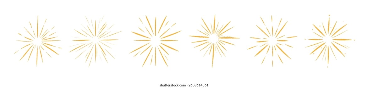 Radiating solar emblem with luminous flare patterns. Circular energy motif showcasing dynamic beams. Flat vector illustration isolated on white background.