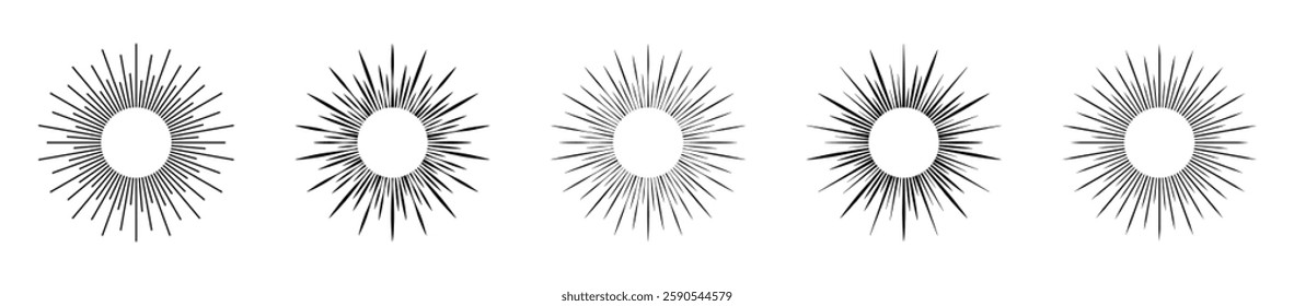Radiating Sunburst Patterns in Minimalist Style Vector Set