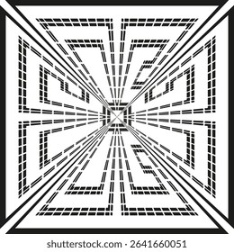 Radiating vector symbol. Symmetry burst icon. Central abstract shape. Monochrome star pattern.