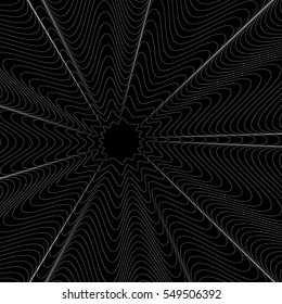 Radiating wavy, distorted lines. Concentric pattern, background