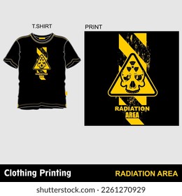 Radiation area, skull and crossbones, design for printing on t shirt