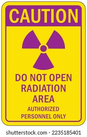 Radiation area warning sign and labels
