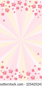 Radiation background with cherry blossoms and cute pop patterns