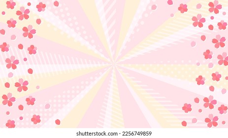 Radiation background with cherry blossoms and cute pop patterns