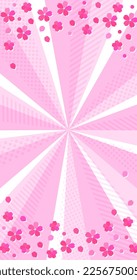 Radiation background with cherry blossoms and cute pop patterns