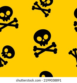 Radiation and biological hazard danger signs on yellow, warning seamless pattern.