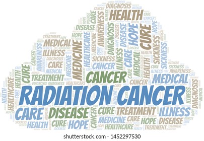 Radiation Cancer word cloud. Vector made with text only.