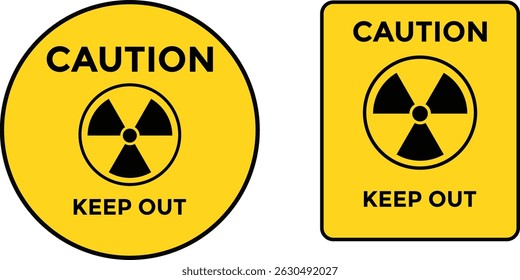 radiation caution icon. warning tape. diagonal stripes. Nuclear symbol design collection. ecology and environment icons. universal danger sign