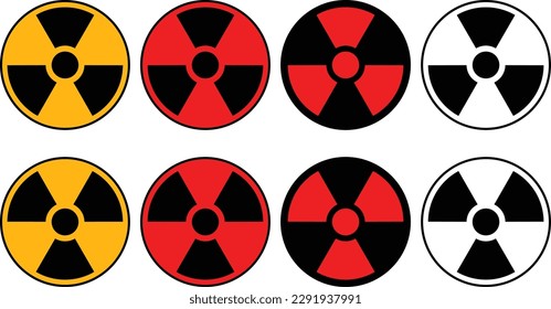 Radiation caution. Sign in different colors. Emblem of nuclear danger, symbol of Chornobyl