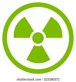 Radiation Danger vector icon. Style is flat symbol, eco green color, rounded angles, white background.