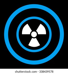 Radiation Danger vector icon. Style is bicolor flat rounded symbol, blue and white colors, rounded angles, black background.