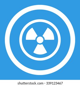 Radiation Danger vector icon. Style is flat rounded symbol, white color, rounded angles, blue background.