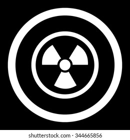 Radiation Danger vector icon. Style is flat rounded symbol, white color, rounded angles, black background.