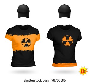 Radiation Design two-color t-shirts and baseball caps.