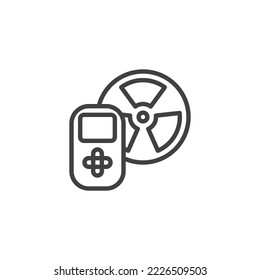 Icono de línea del detector de radiación. signo de estilo lineal para concepto móvil y diseño web. Icono del vector de contorno del dosímetro de radiación. Símbolo, ilustración del logotipo. Gráficos vectoriales