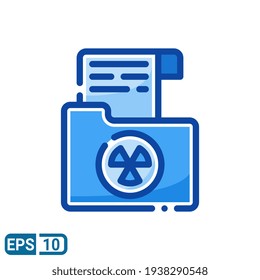 Strahlungsdokument-Symbol im vollen Linienstil einzeln auf weißem Hintergrund. EPS10