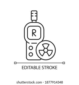 Radiation dosimeter linear icon. Measuring external ionizing radiation dose uptake. Thin line customizable illustration. Contour symbol. Vector isolated outline drawing. Editable stroke