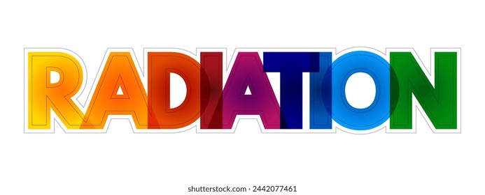 Radiation is energy that comes from a source and travels through space at the speed of light, colourful text concept background