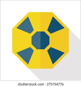 Radiation flat icon with long shadow
