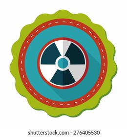 Radiation flat icon with long shadow