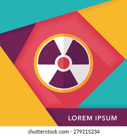 Radiation flat icon with long shadow