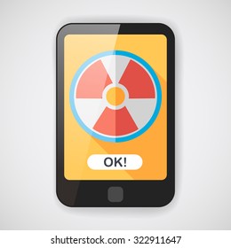 Radiation flat icon with long shadow