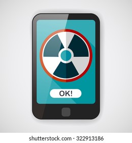 Radiation flat icon with long shadow