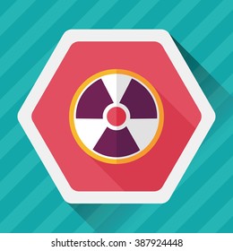 Radiation flat icon with long shadow