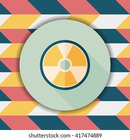 Radiation flat icon with long shadow