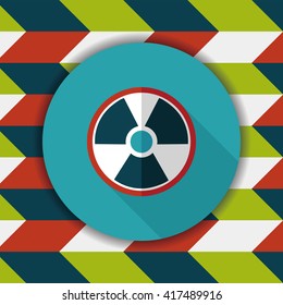 Radiation flat icon with long shadow